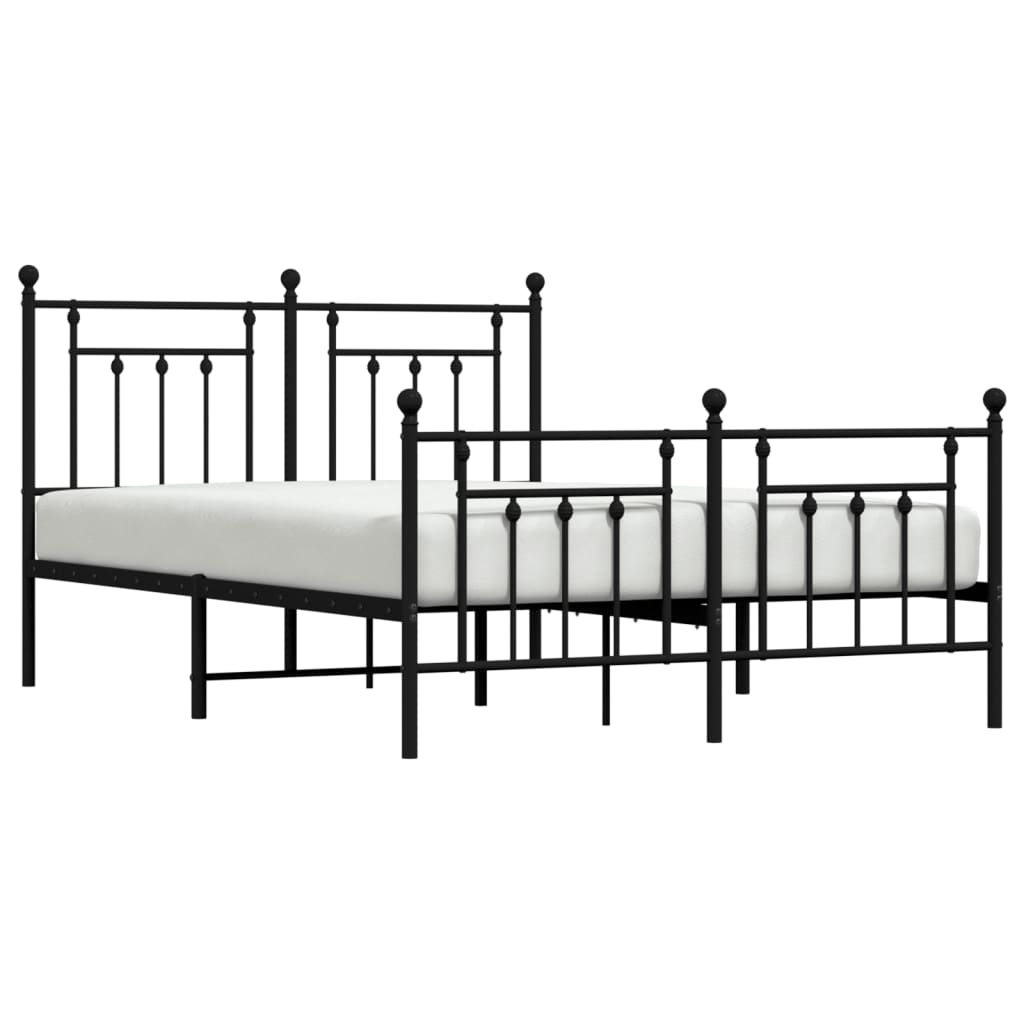 vidaXL Cadre de lit métal sans matelas avec pied de lit noir 140x190cm