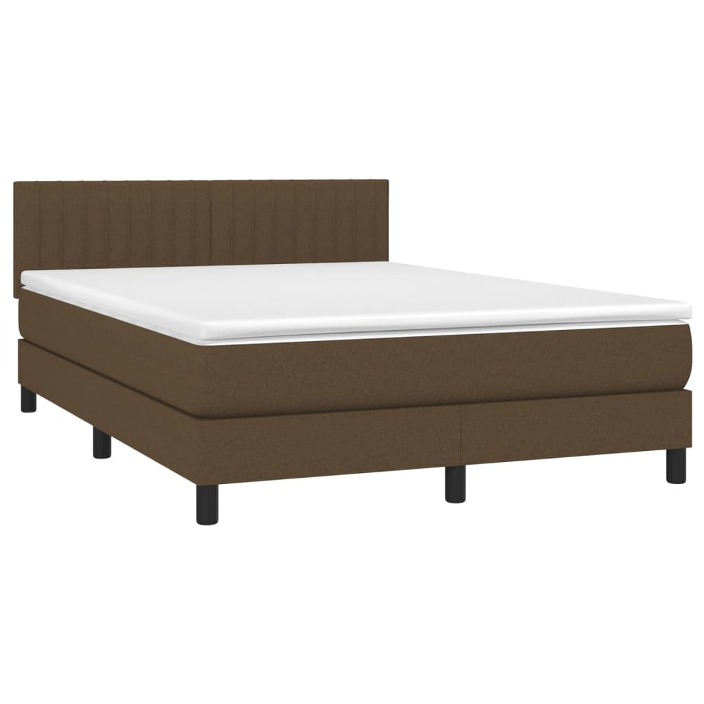 vidaXL Sommier à lattes de lit matelas et LED Marron foncé 140x190 cm