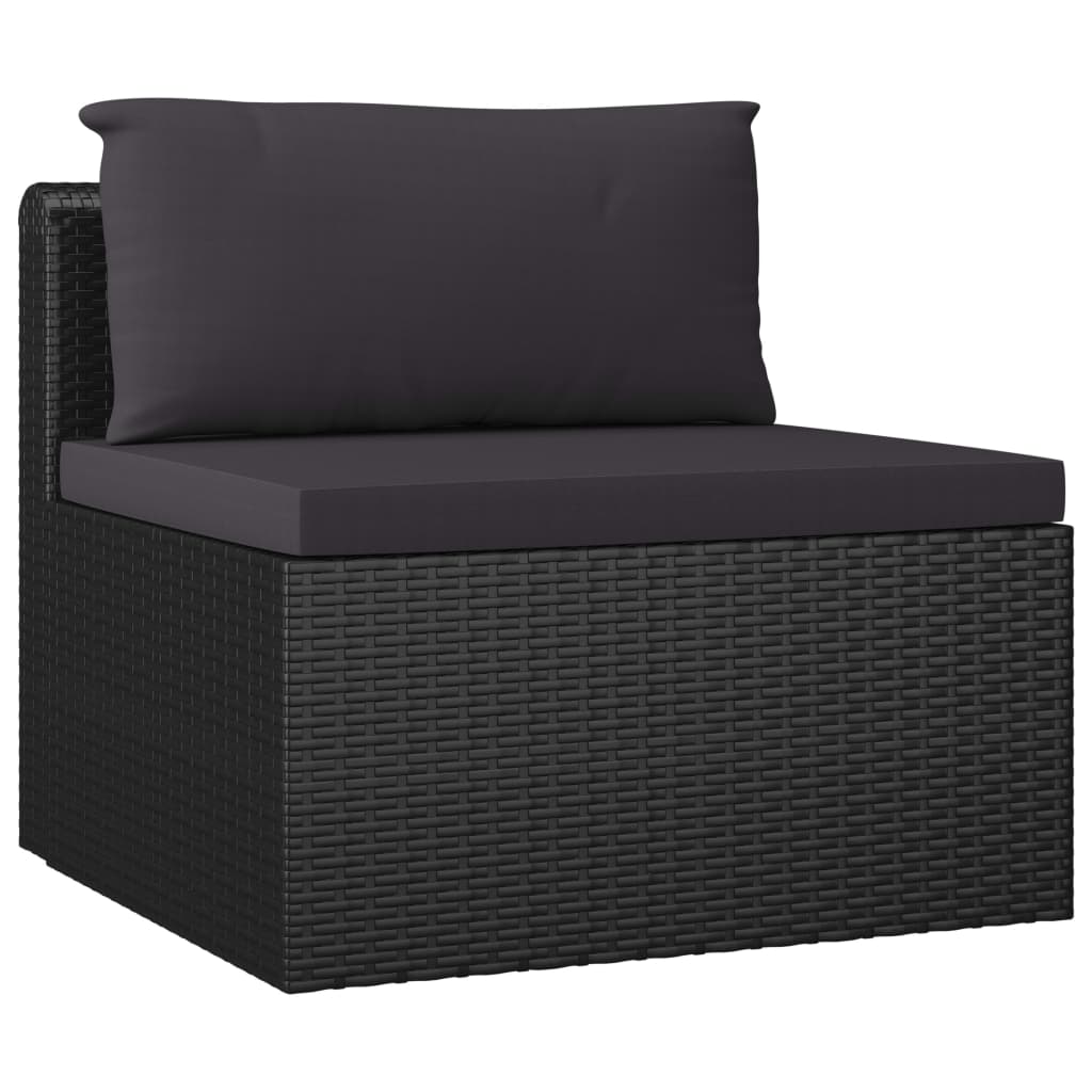 vidaXL Salon de jardin 10 pcs avec coussins Résine tressée Noir