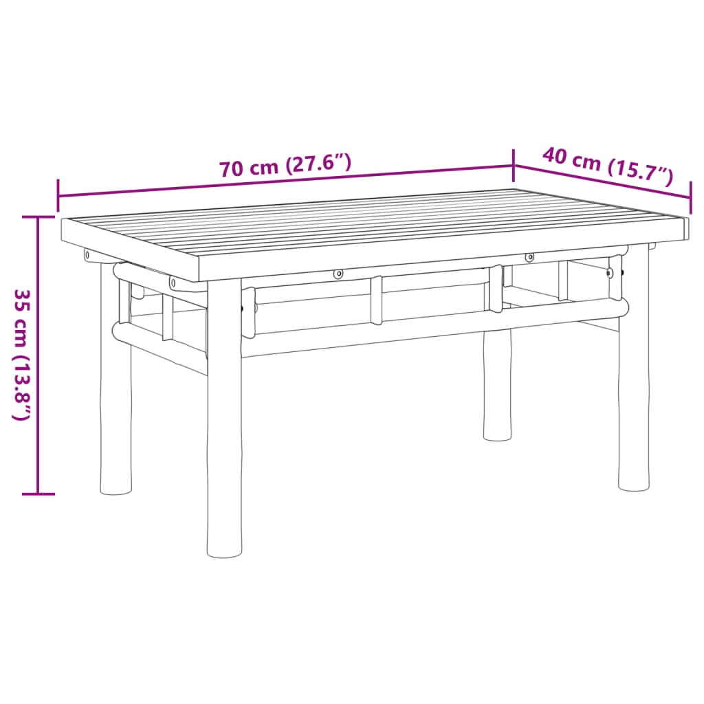 vidaXL Table basse 70x40x35 cm bambou