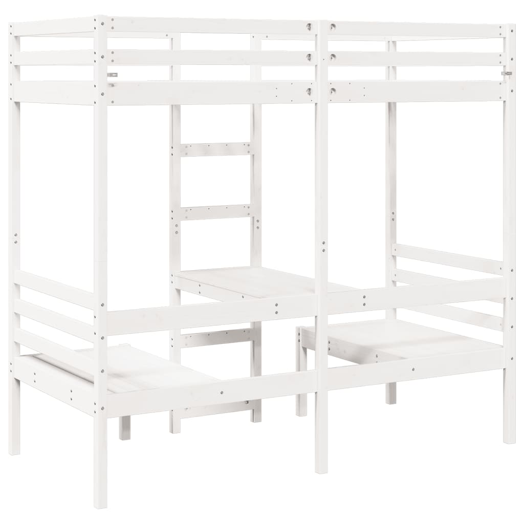 vidaXL Lit mezzanine avec bureau et chaises blanc 90x190 cm pin massif