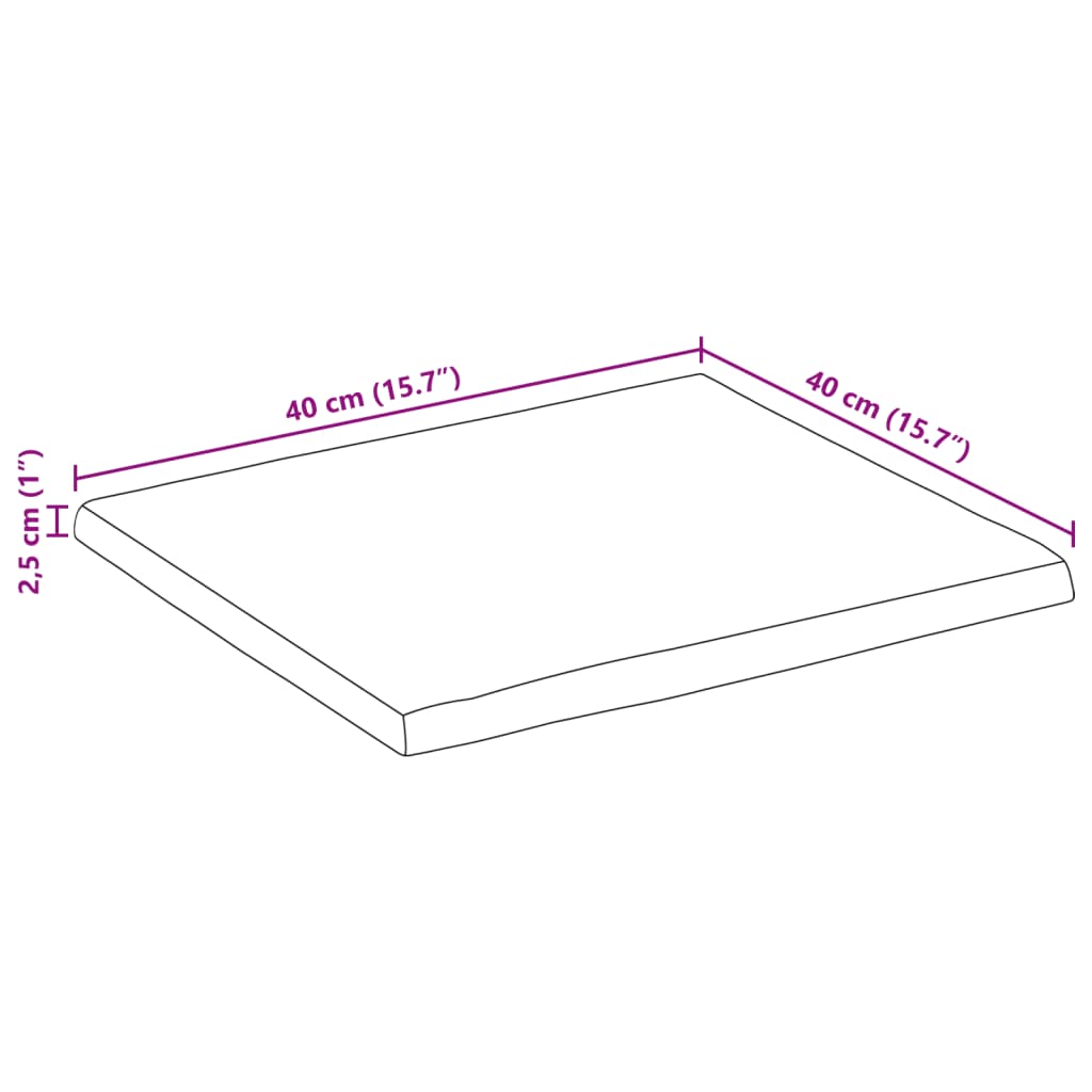 vidaXL Dessus de table bord vivant 40x40x2,5 cm bois de manguier brut