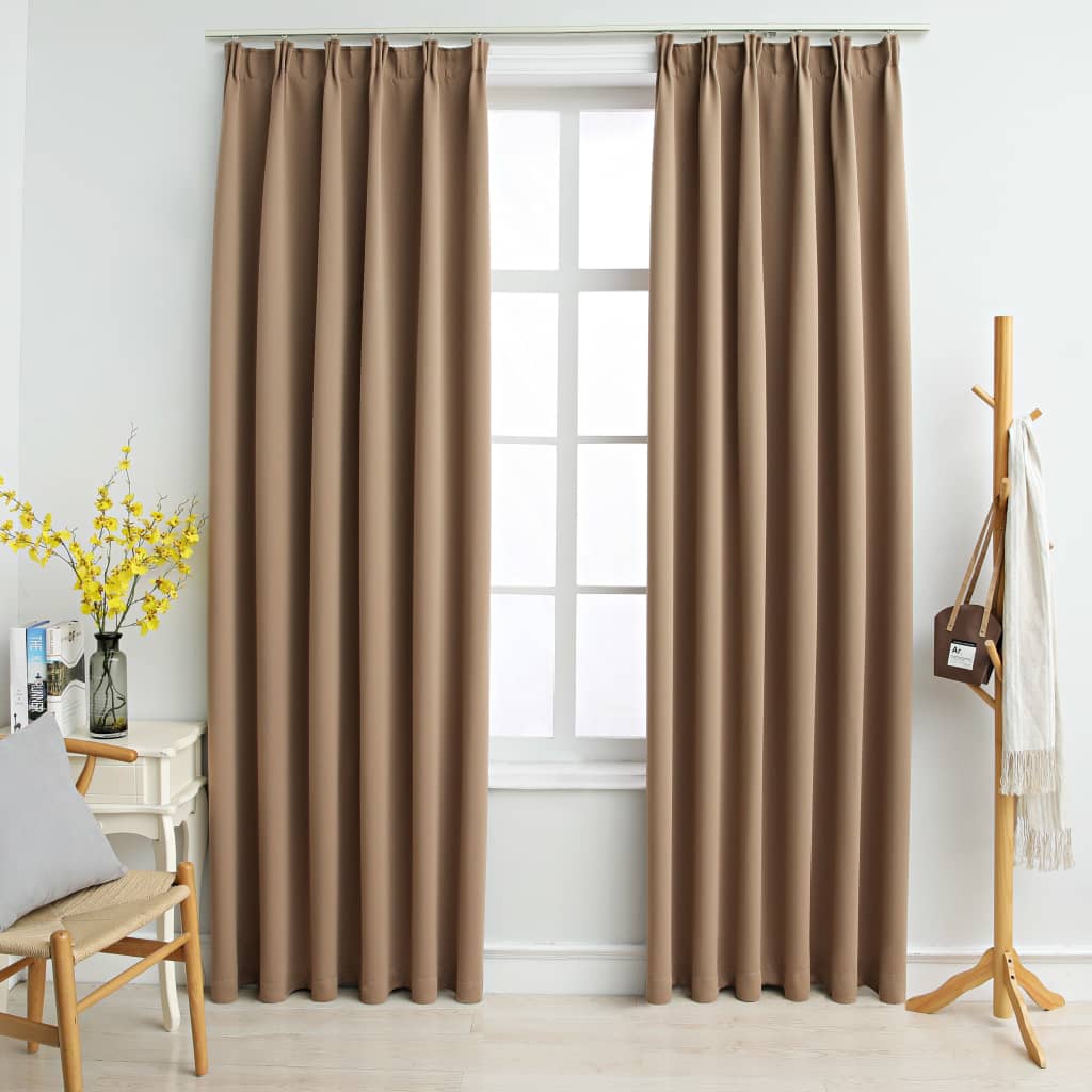 vidaXL Rideaux occultants avec crochets 2 pcs Taupe 140x175 cm