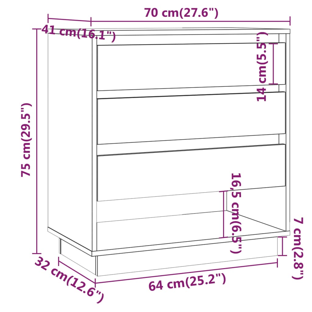 vidaXL Buffet Blanc 70x41x75 cm Bois d'ingénierie