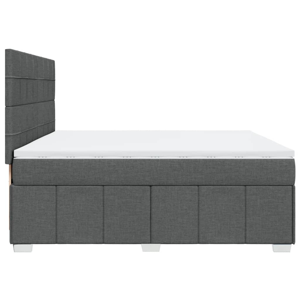 vidaXL Sommier à lattes de lit avec matelas Gris foncé 200x200cm Tissu