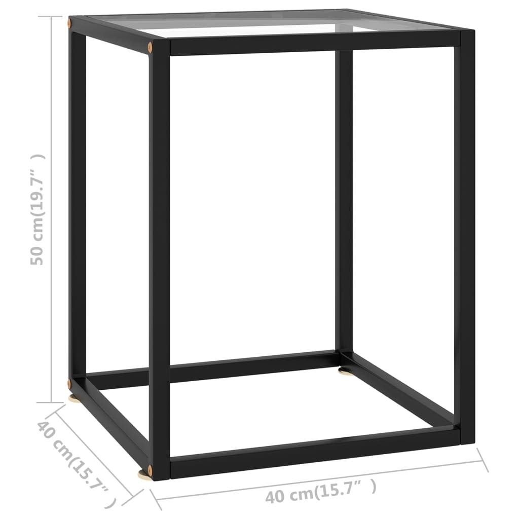 vidaXL Table basse Noir avec verre trempé 40x40x50 cm