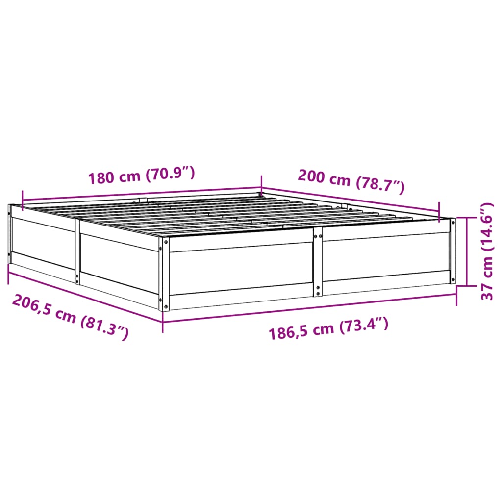 vidaXL Cadre de lit sans matelas 180x200 cm bois massif de pin