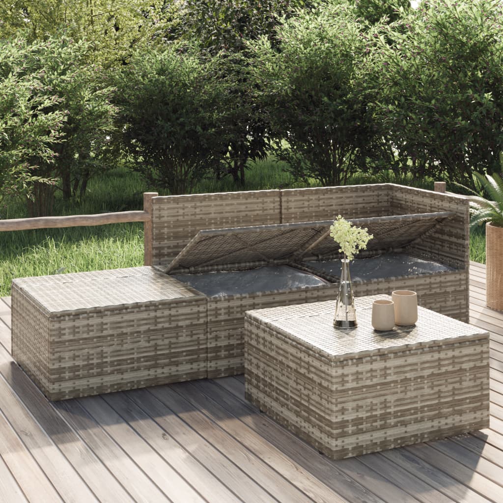 vidaXL Salon de jardin 4 pcs avec coussins Gris Résine tressée