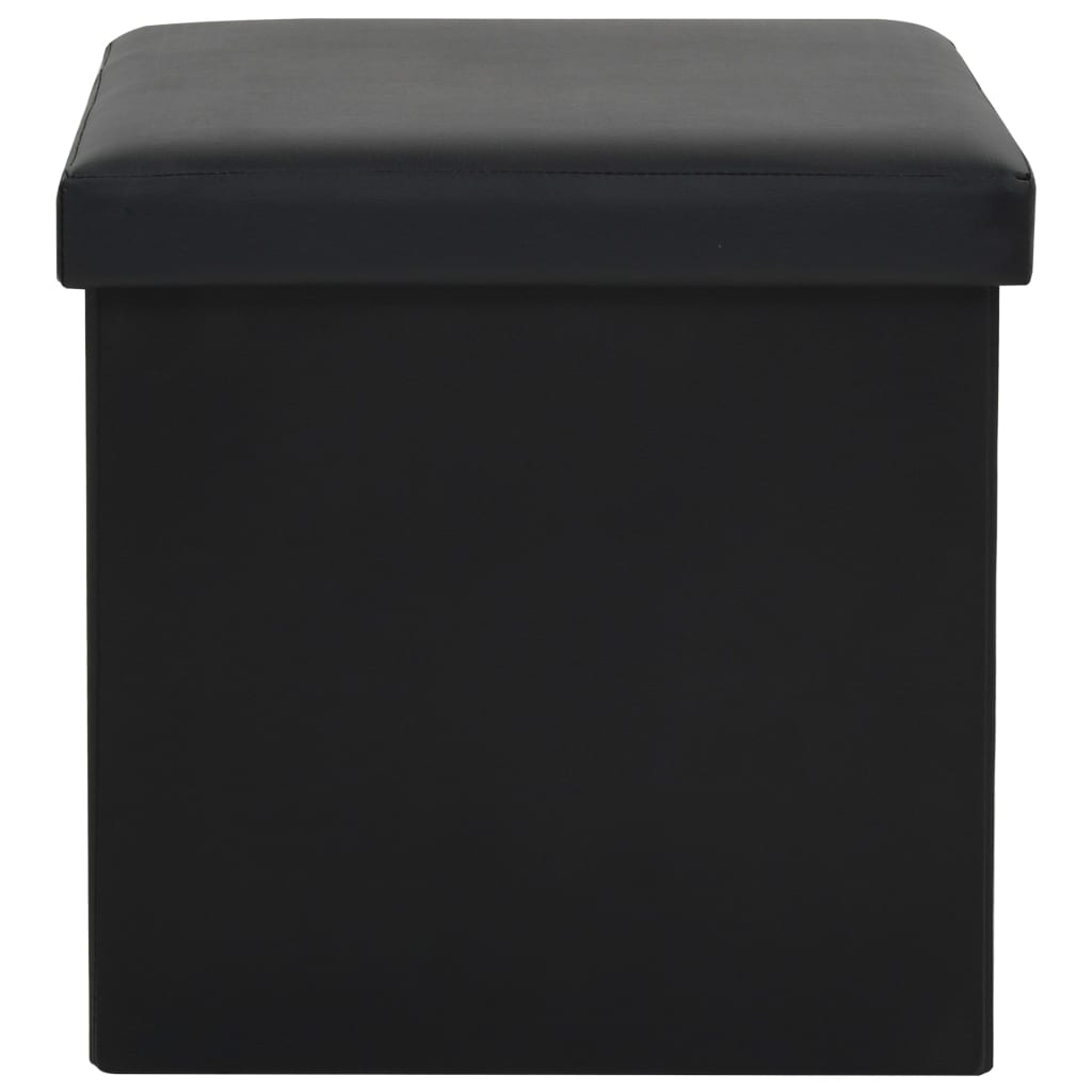 vidaXL Tabouret de rangement pliable Noir Similicuir