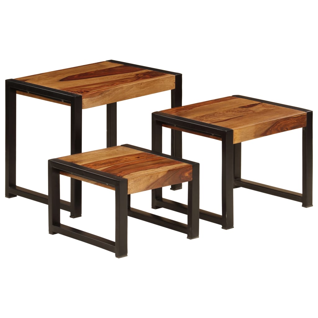 vidaXL Tables gigognes 3 pcs Bois solide de Sesham