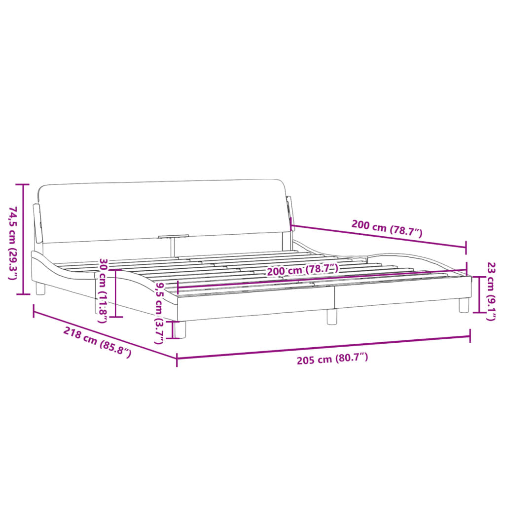 vidaXL Cadre de lit sans matelas blanc et noir 200x200 cm similicuir