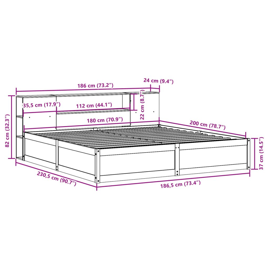 vidaXL Cadre de lit sans matelas blanc 180x200 cm bois massif de pin