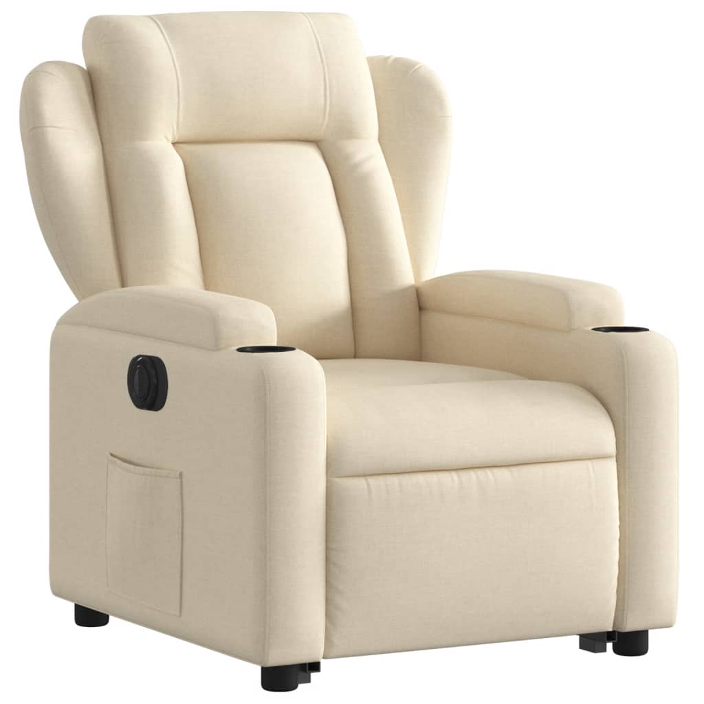 vidaXL Fauteuil inclinable électrique crème tissu