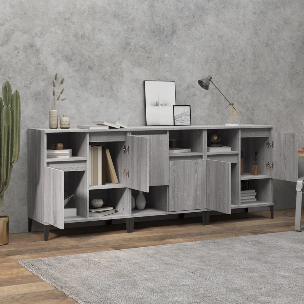 vidaXL Buffets 3 pcs sonoma gris 60x35x70 cm bois d'ingénierie