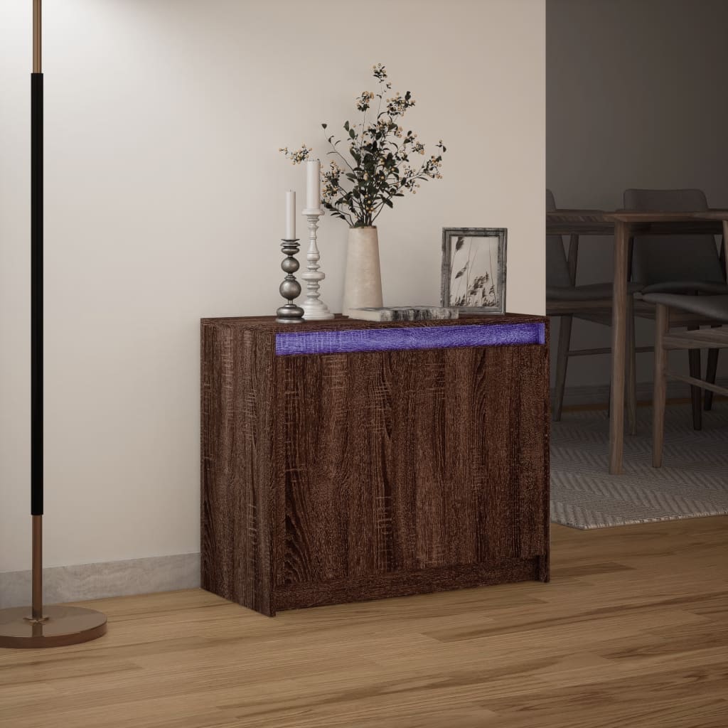 vidaXL Buffet avec LED chêne marron 72x34x61 cm bois d'ingénierie