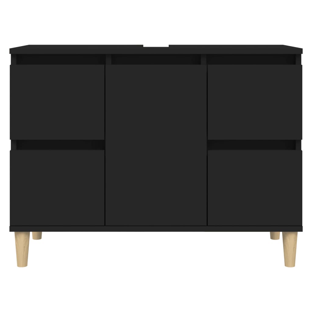 vidaXL Meuble d'évier noir 80x33x60 cm bois d'ingénierie