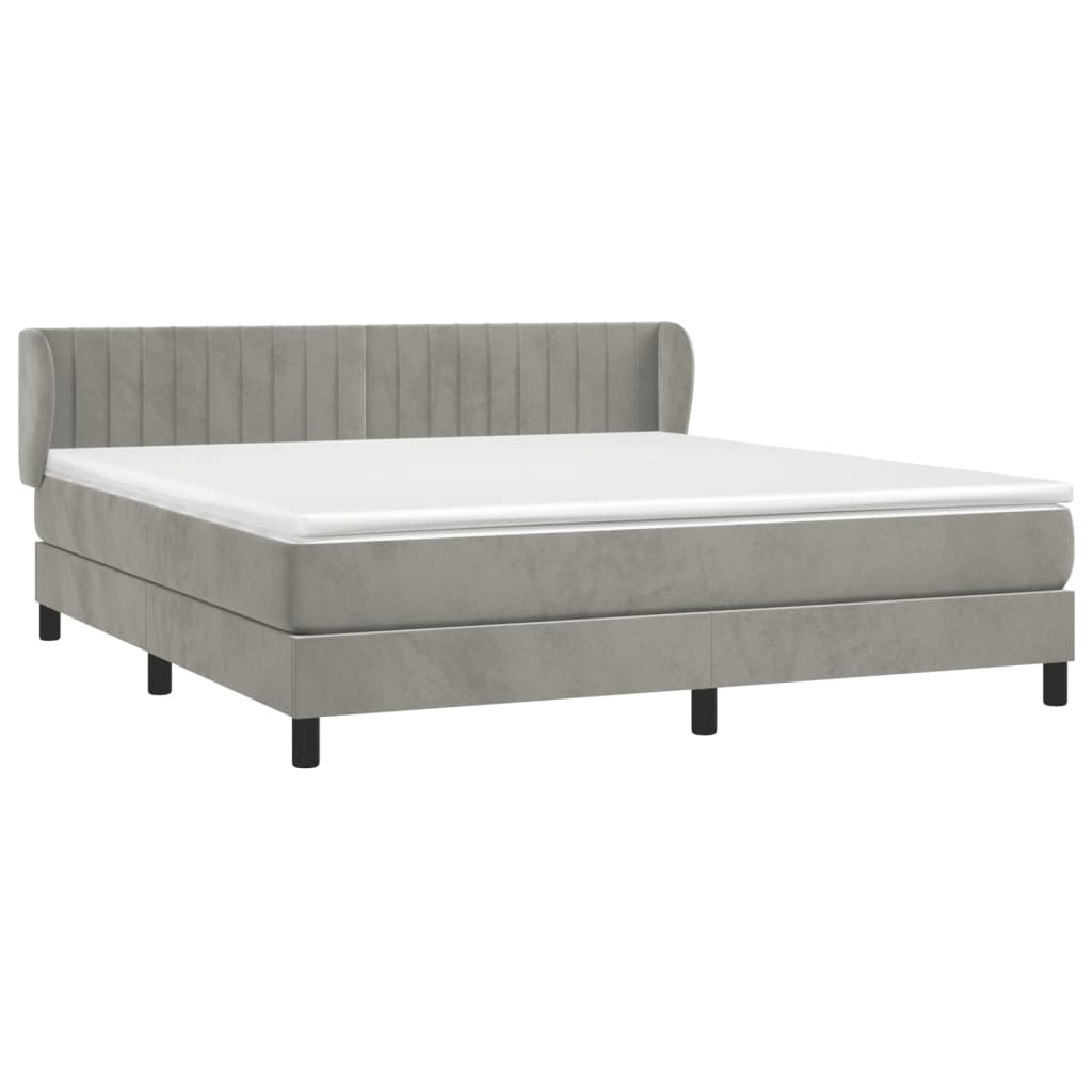 vidaXL Sommier à lattes de lit et matelas Gris clair 180x200cm Velours