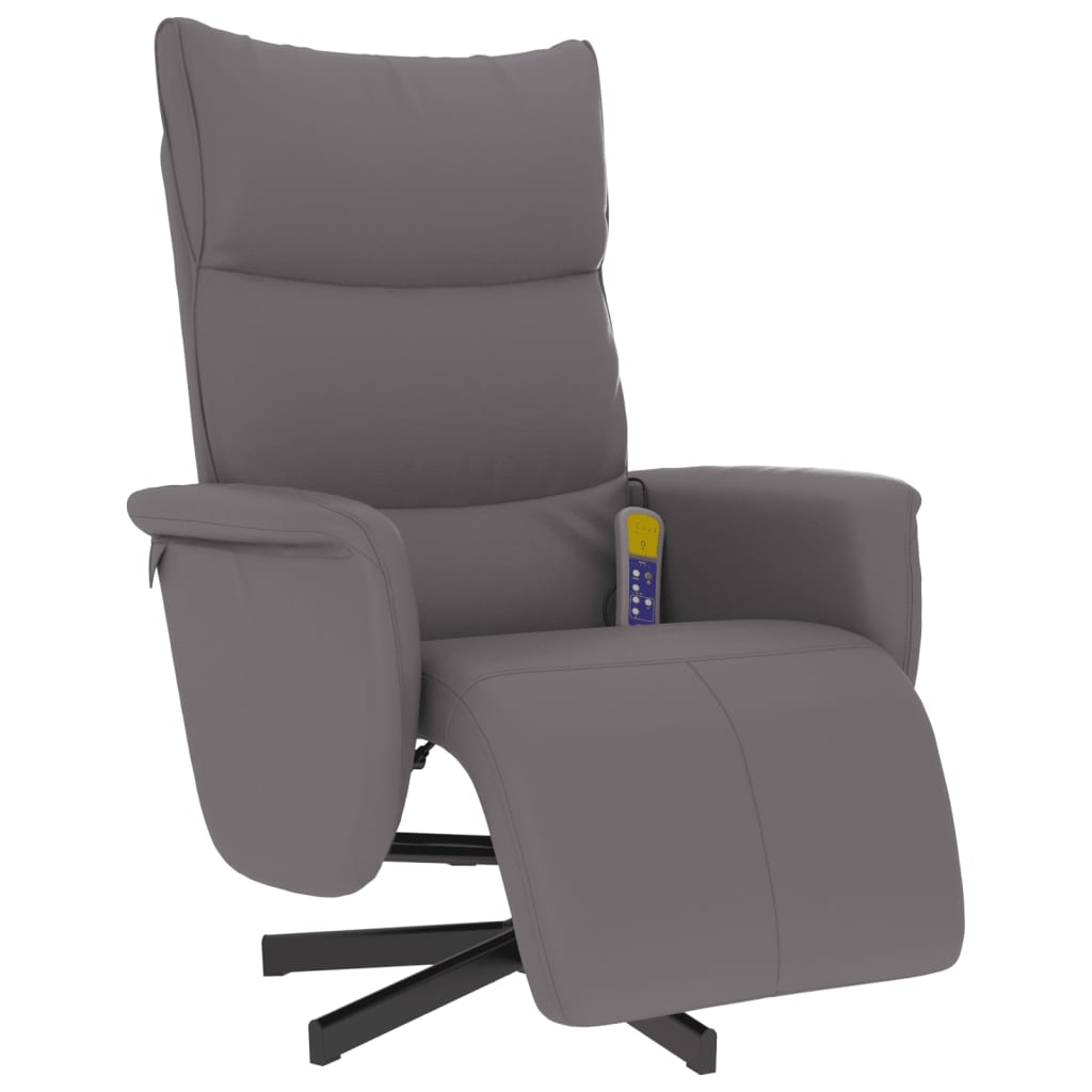 vidaXL Fauteuil inclinable de massage repose-pieds gris similicuir