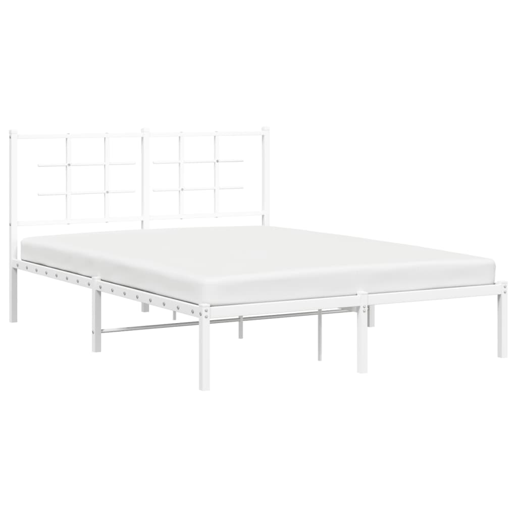 vidaXL Cadre de lit métal sans matelas et tête de lit blanc 140x200 cm