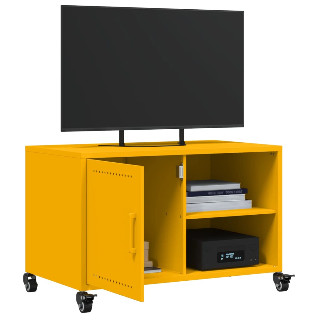 vidaXL Meuble TV jaune moutarde 68x39x43,5 cm acier