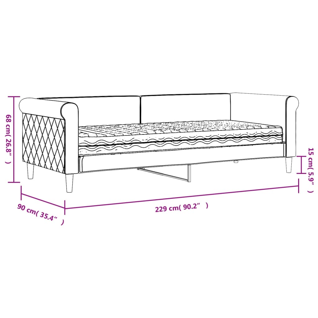 vidaXL Lit de jour avec matelas gris clair 80x200 cm velours