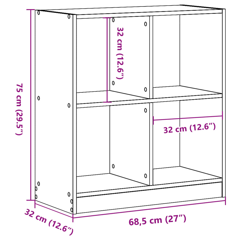 vidaXL Bibliothèque gris béton 68,5x32x75 cm bois d'ingénierie