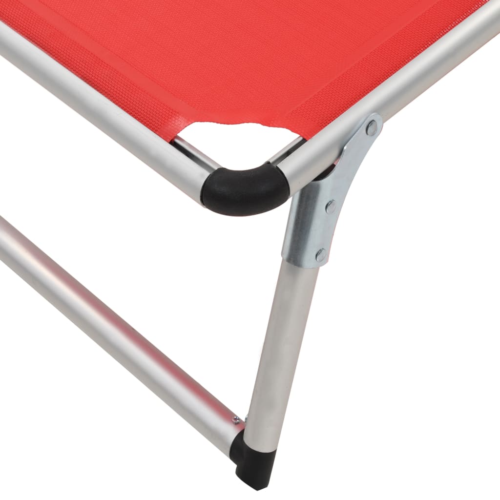 vidaXL Chaises longues pliables et toit 2pcs Aluminium textilène Rouge