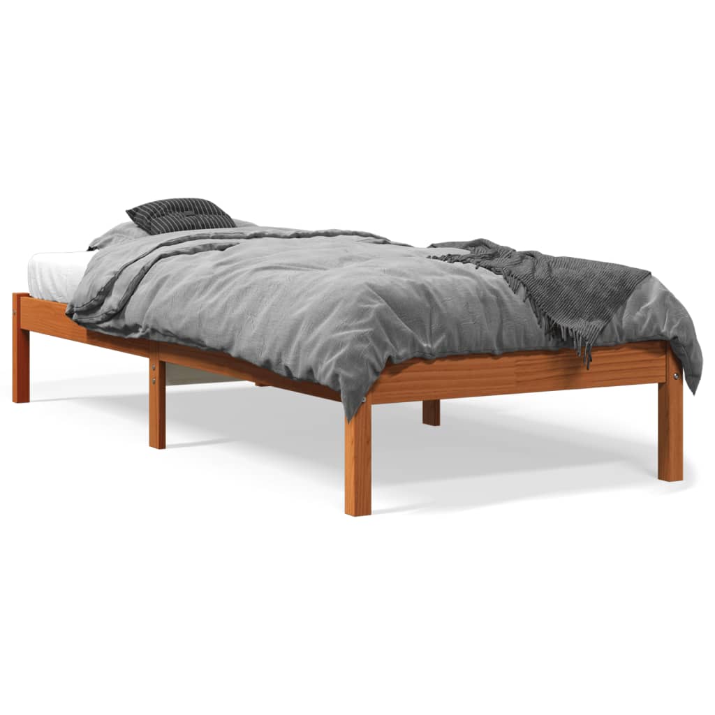 vidaXL Cadre de lit sans matelas cire marron 75x190 cm bois pin massif