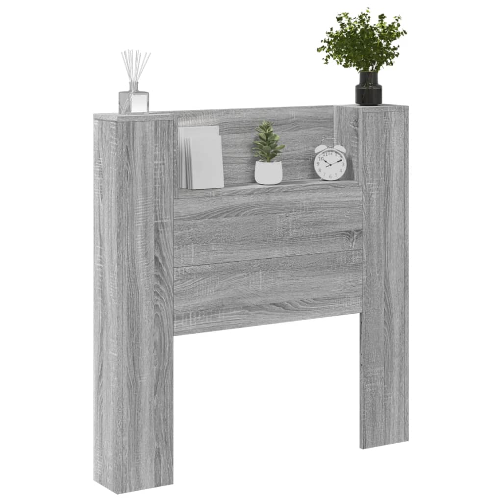 vidaXL Armoire tête de lit avec LED sonoma gris 100x16,5x103,5 cm