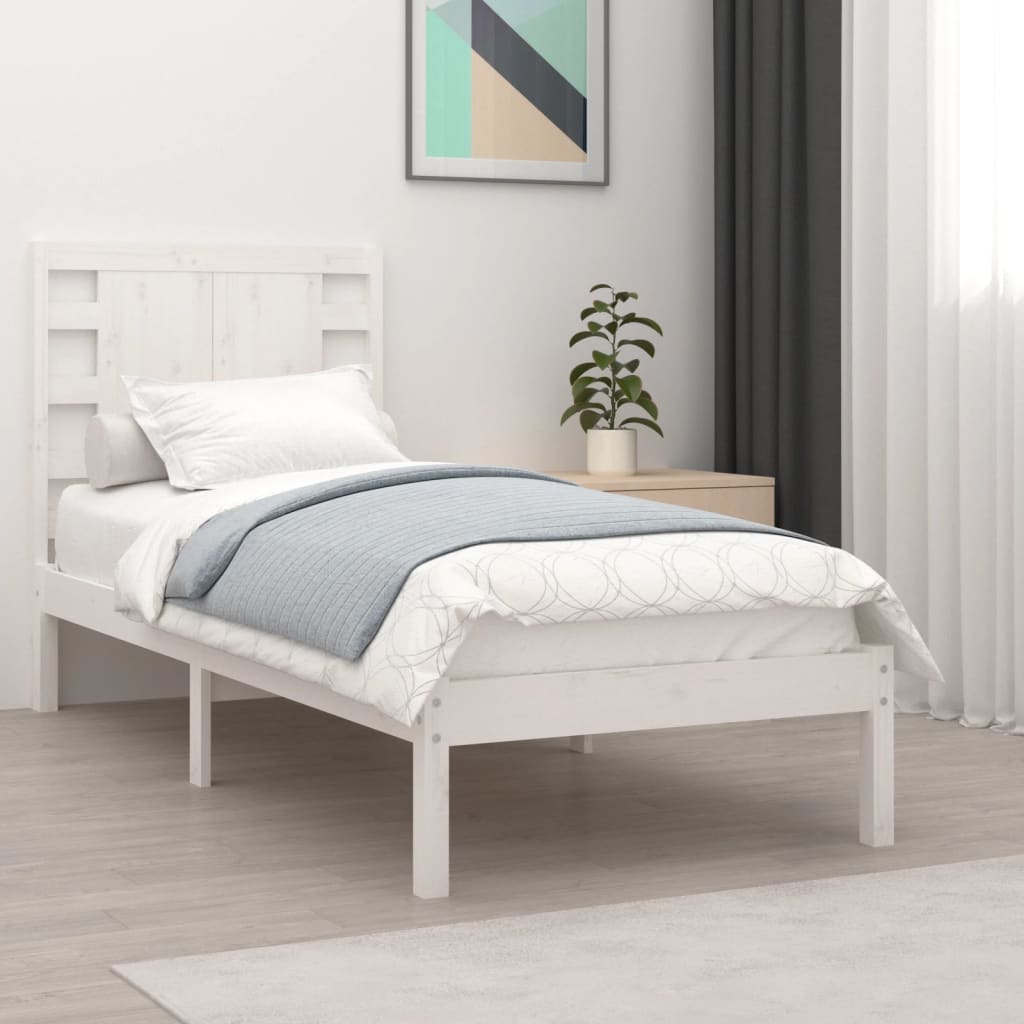 vidaXL Cadre de lit Blanc Bois massif 90x190 cm Simple