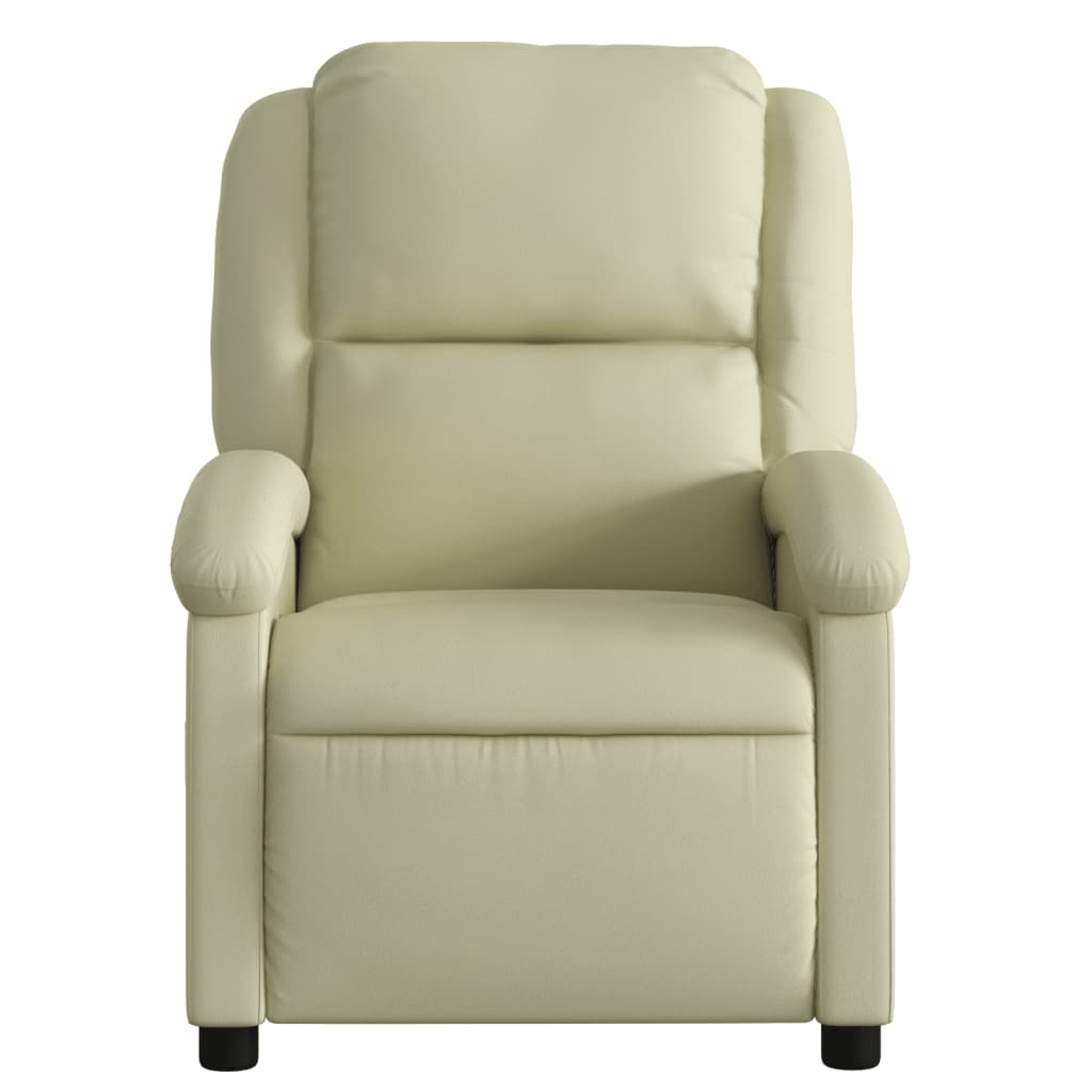 vidaXL Fauteuil inclinable crème cuir véritable