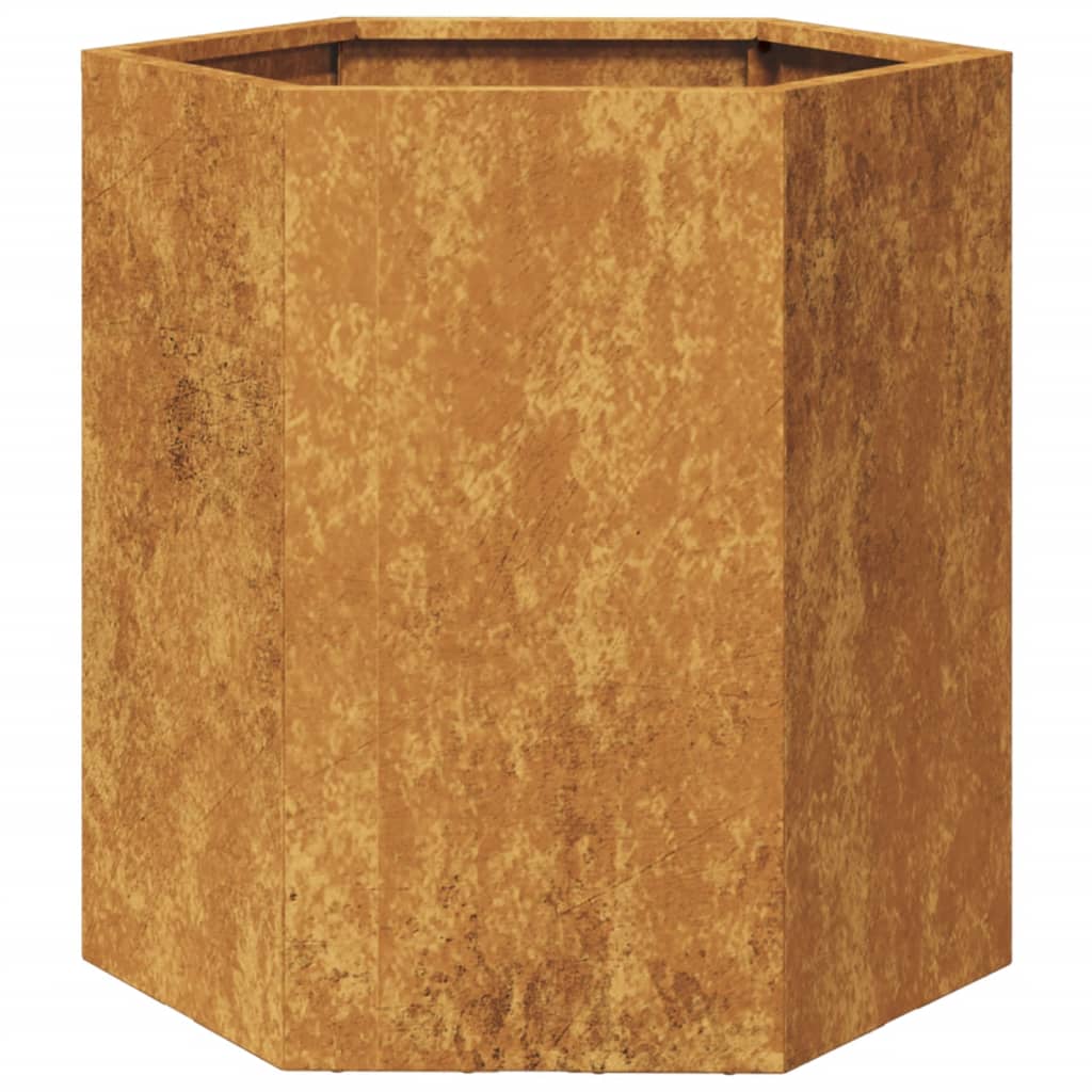 vidaXL Jardinière hexagone 46x40x45 cm acier corten