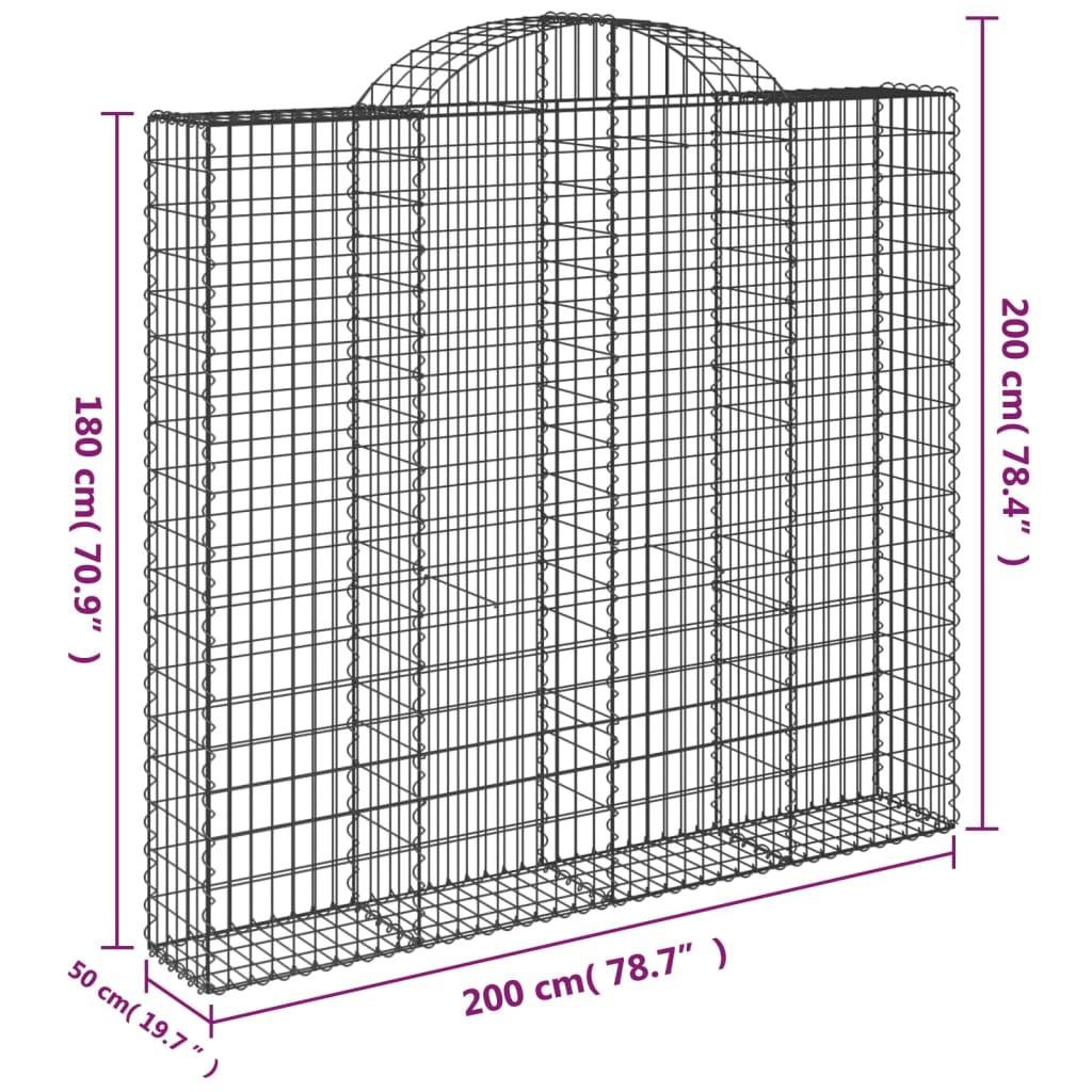 vidaXL Paniers à gabions arqués 10 pcs 200x50x180/200 cm Fer galvanisé