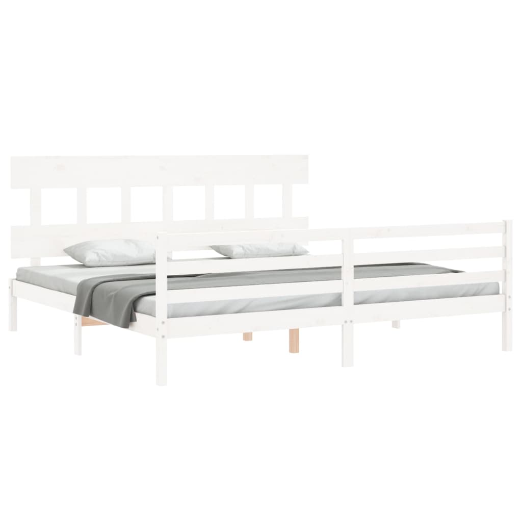 vidaXL Cadre de lit sans matelas blanc bois massif