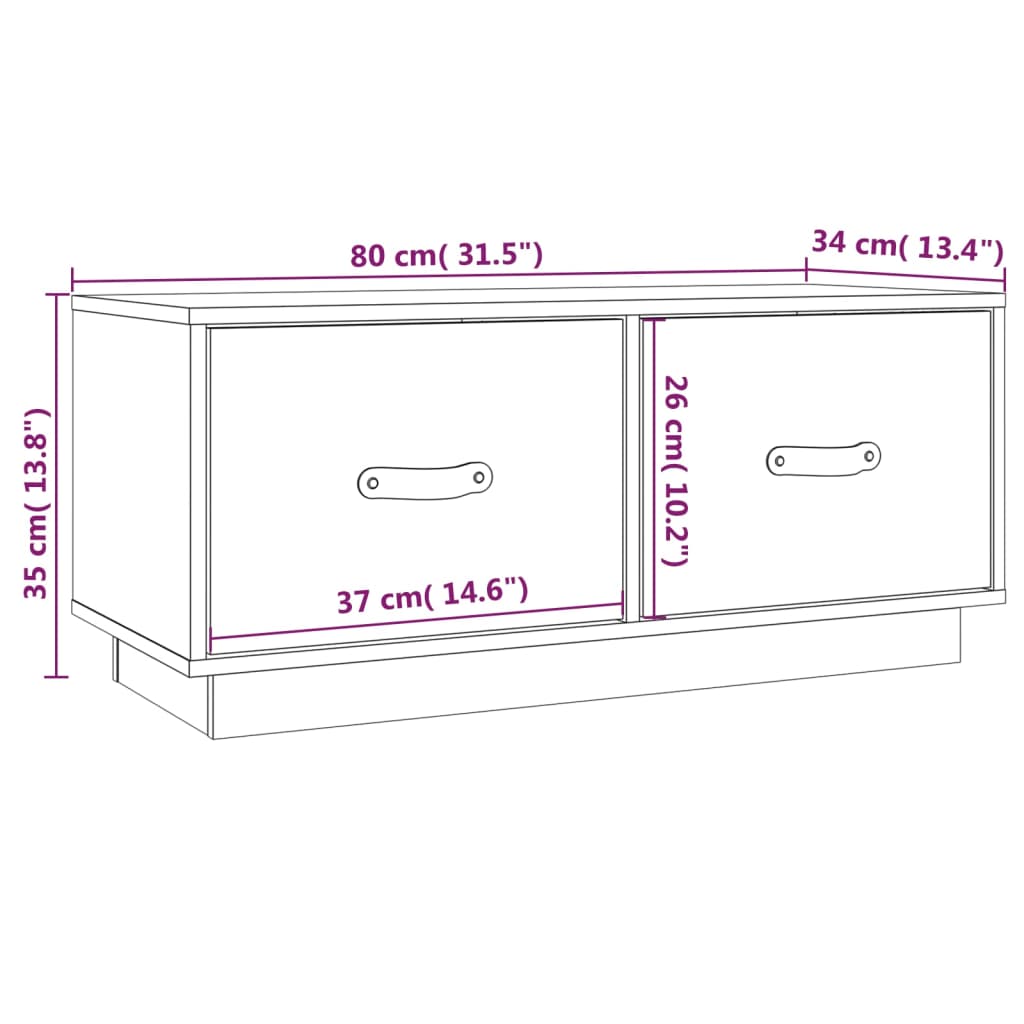 vidaXL Meuble TV 80x34x35 cm Bois de pin massif