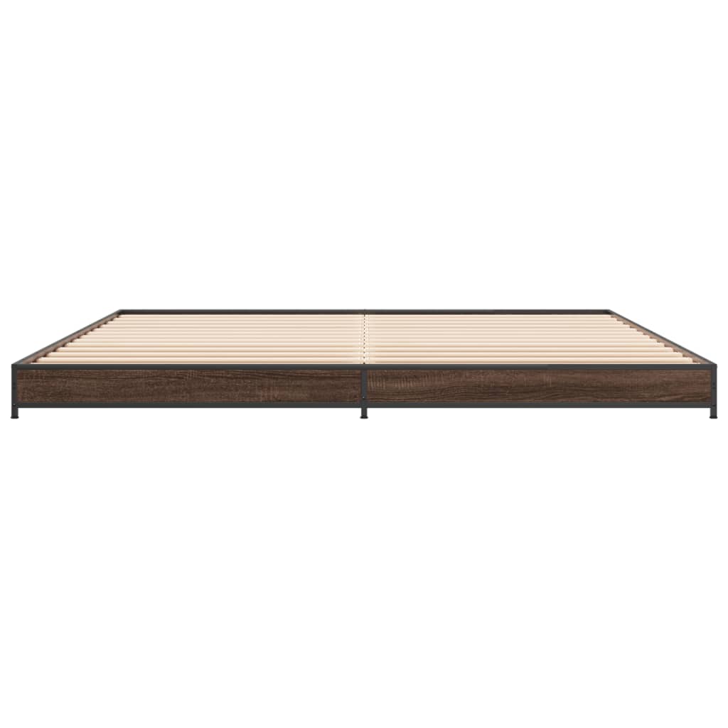 vidaXL Cadre de lit chêne marron 200x200 cm bois d'ingénierie et métal