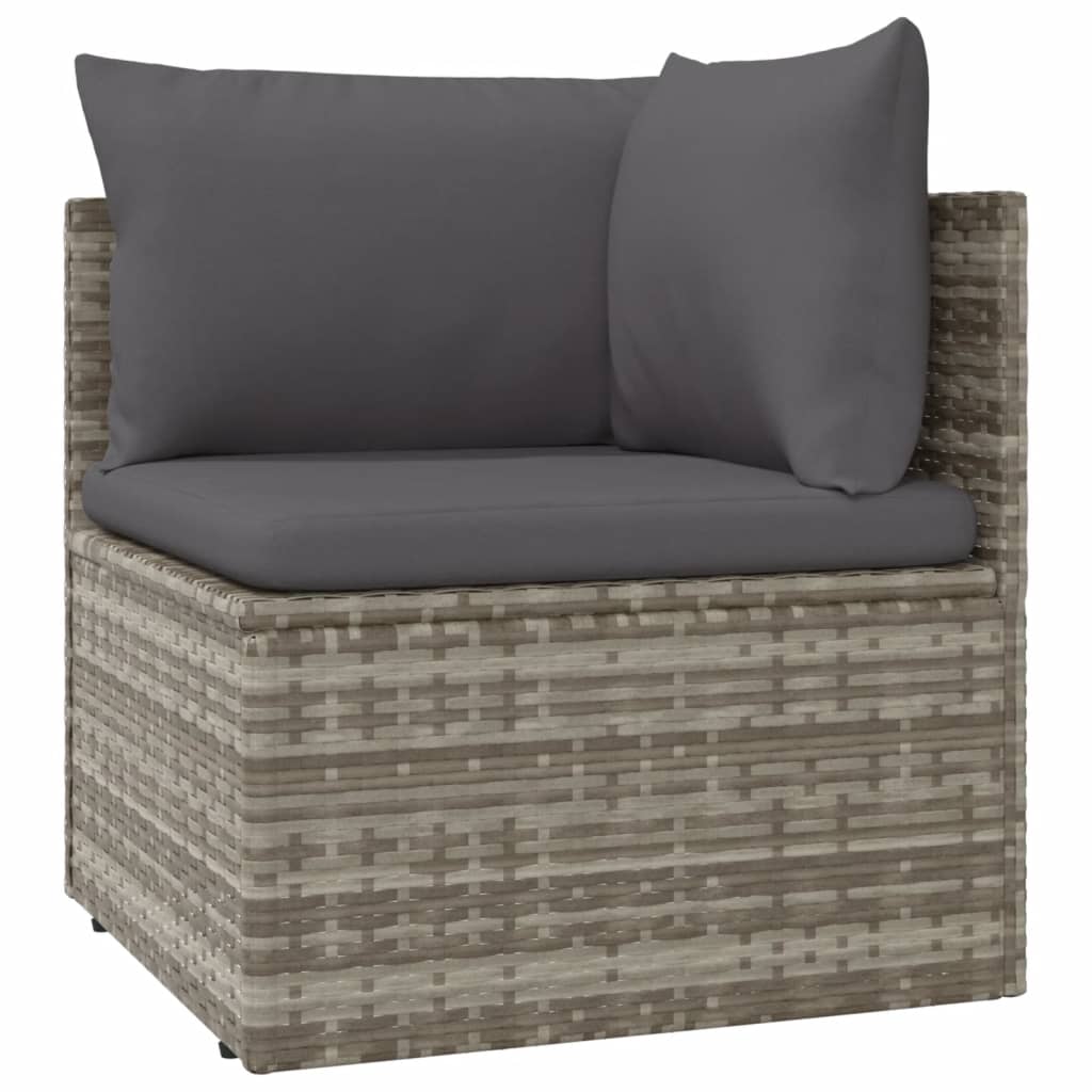 vidaXL Salon de jardin 10 pcs avec coussins Gris Résine tressée