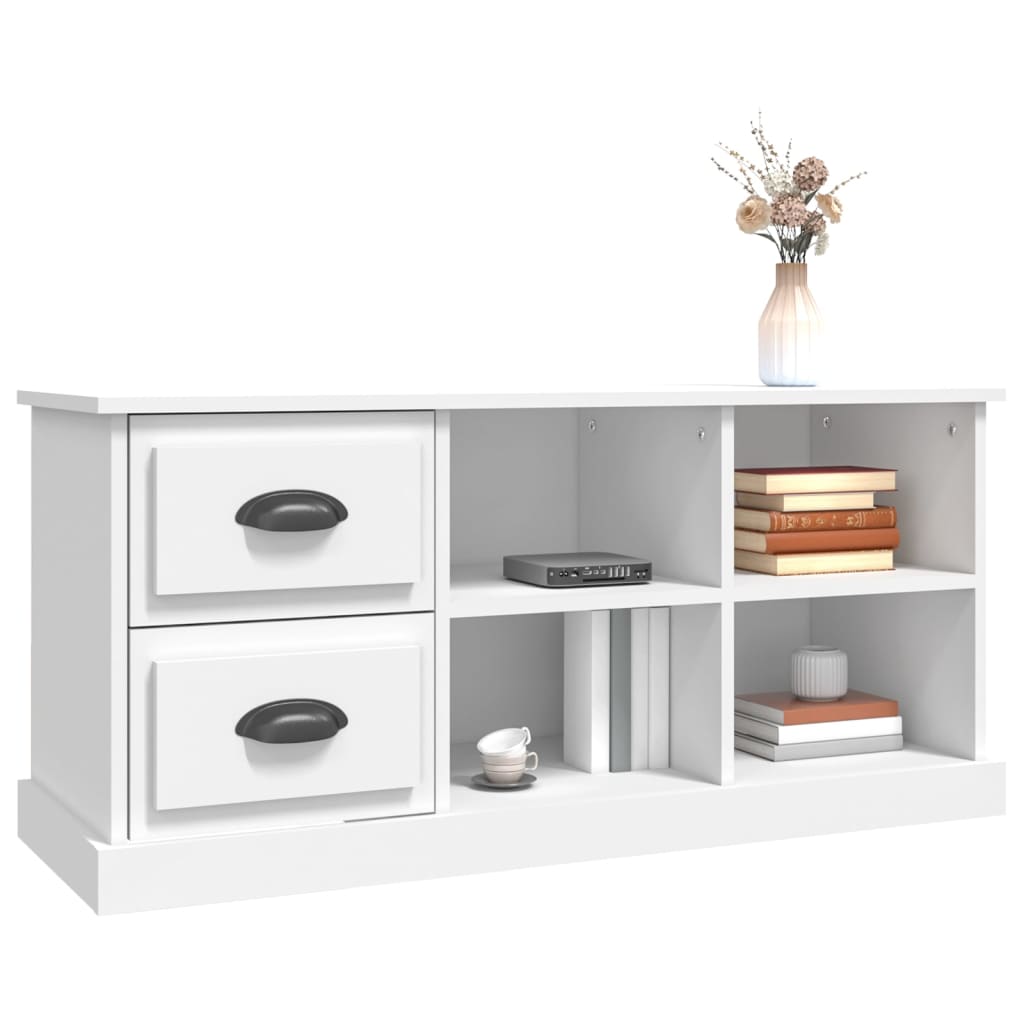 vidaXL Meuble TV blanc 102x35,5x47,5 cm bois d'ingénierie