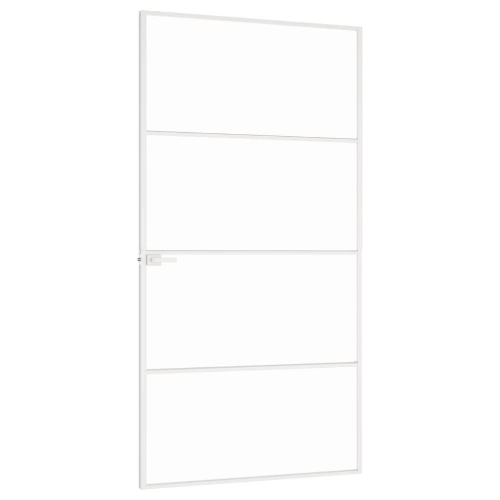 vidaXL Porte d'intérieur Blanc 102x201,5 cm Trempé verre aluminium fin