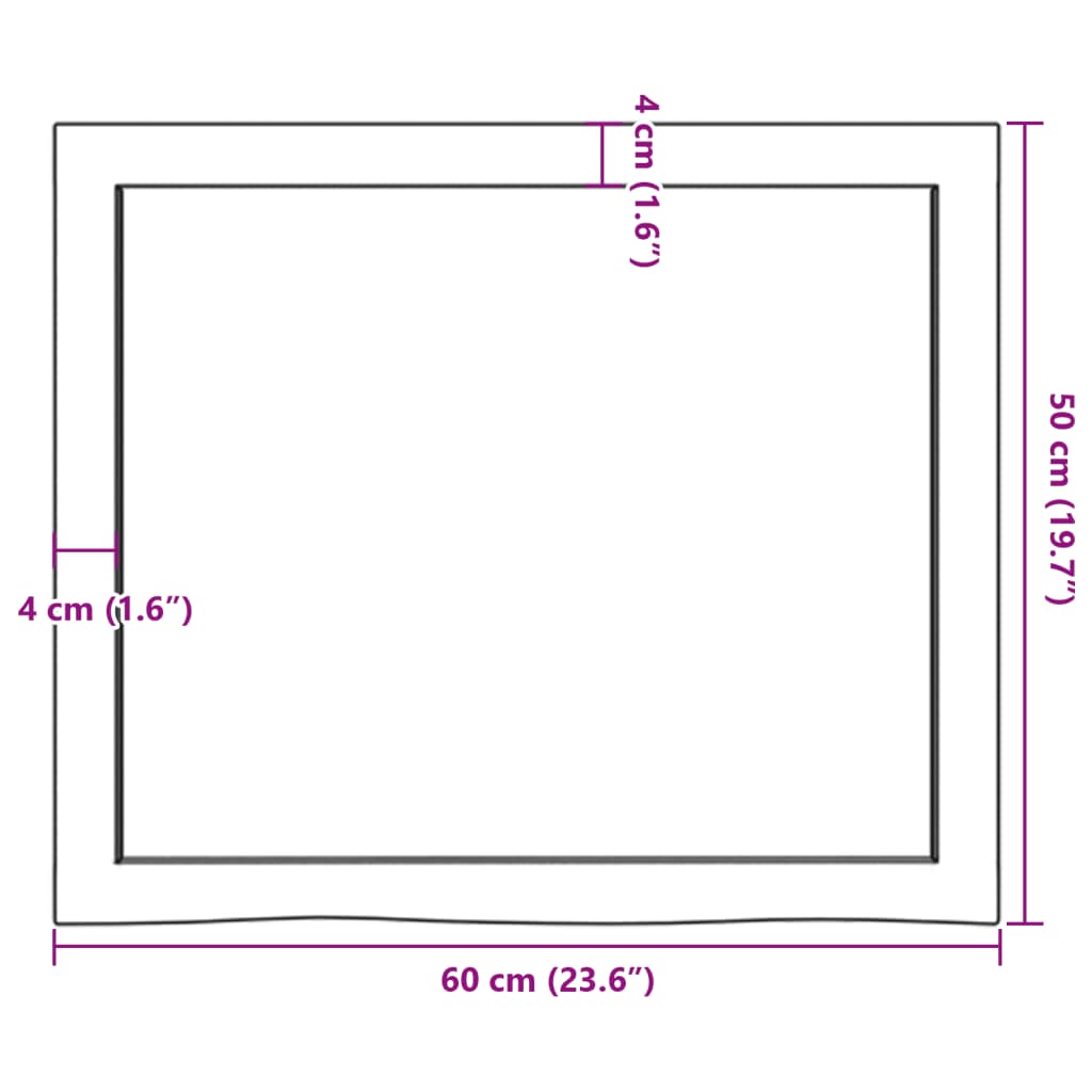 vidaXL Comptoir de salle de bain 60x50x(2-4) cm bois massif non traité