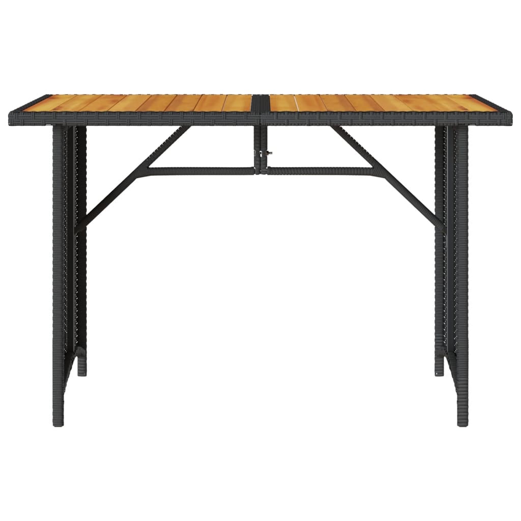 vidaXL Table de jardin et dessus en bois noir 110x68x70 cm poly rotin