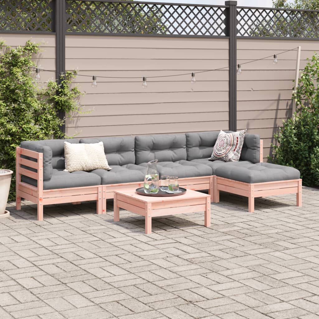 vidaXL Salon de jardin 6 pcs et coussins bois massif sapin de douglas