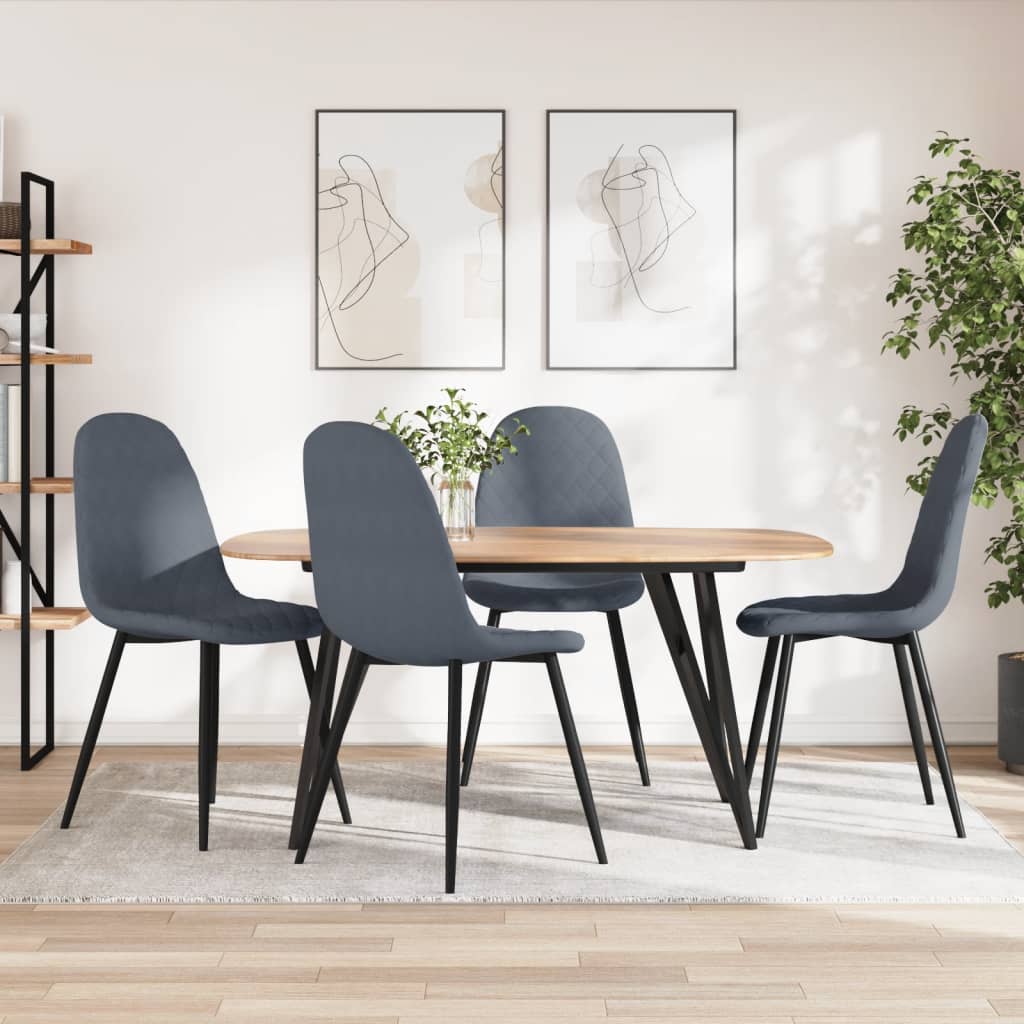 vidaXL Chaises à manger lot de 4 Gris foncé Velours