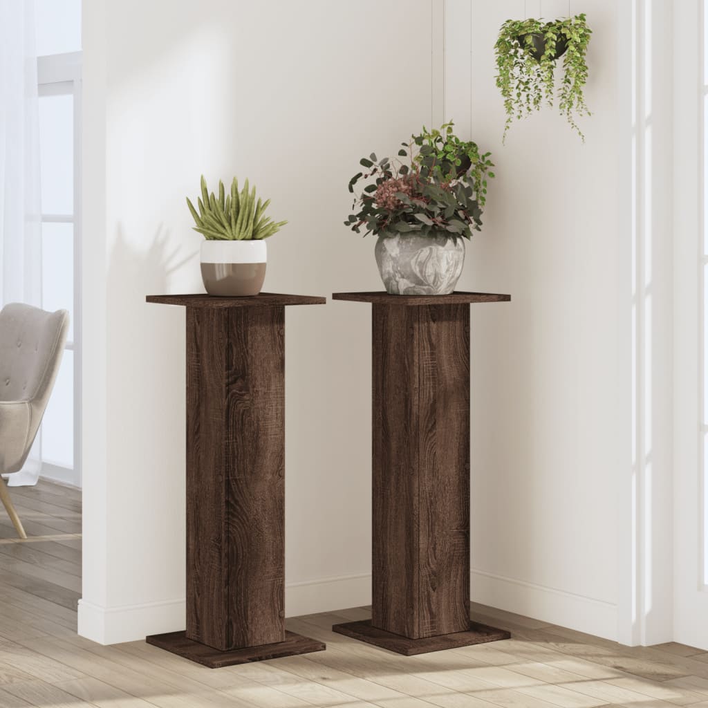 vidaXL Supports pour plantes 2 pcs chêne marron bois d'ingénierie