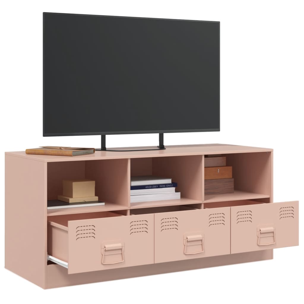 vidaXL Meuble TV rose 99x39x44 cm acier