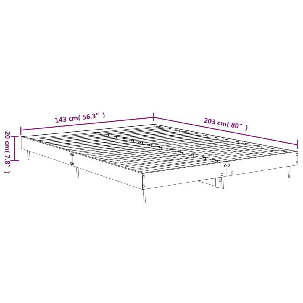 vidaXL Cadre de lit sans matelas chêne marron 135x190 cm