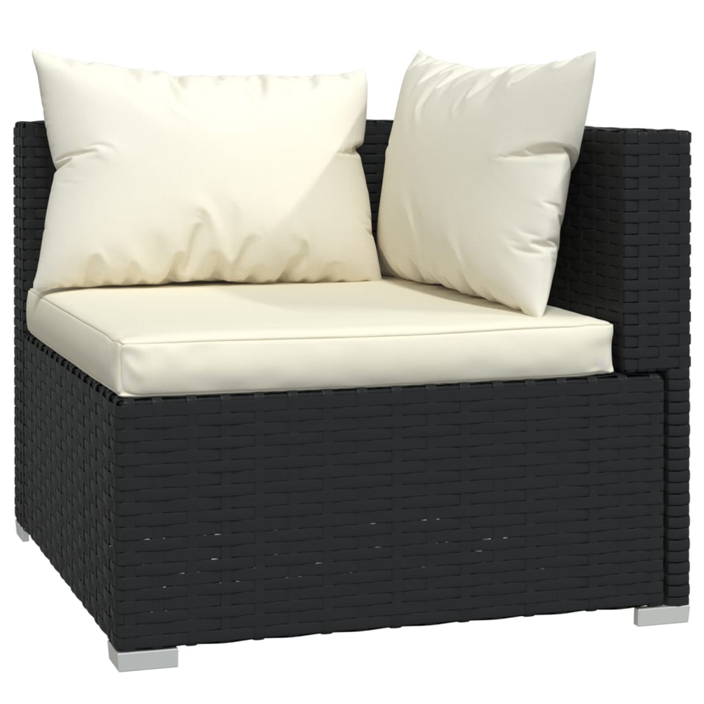 vidaXL Salon de jardin 8 pcs avec coussins Résine tressée Noir