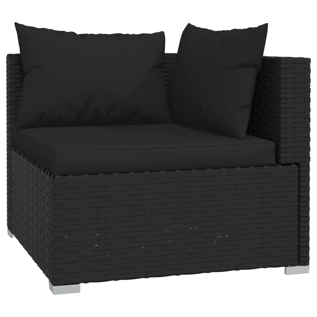 vidaXL Salon de jardin 11 pcs avec coussins Noir Résine tressée