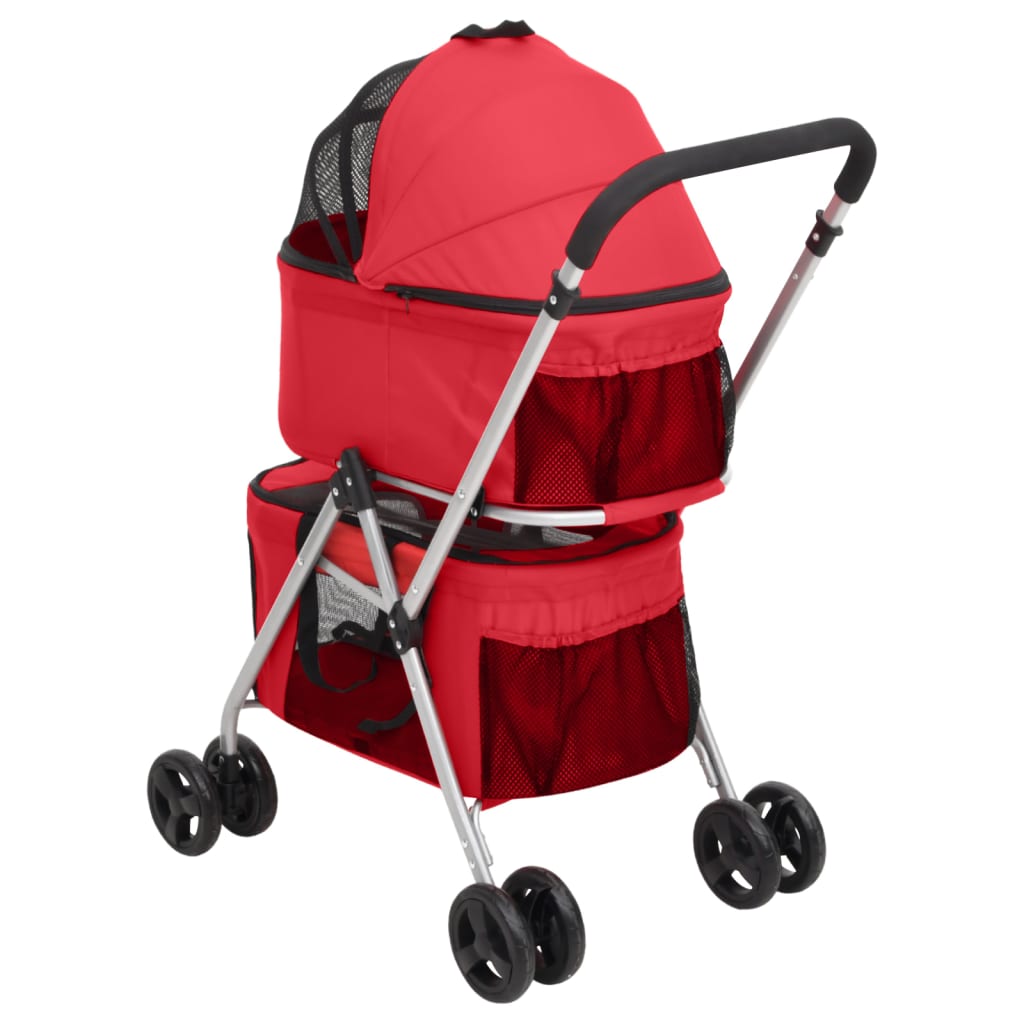 vidaXL Poussette pour chien pliante à 2 niveaux Rouge 83x48x97 cm