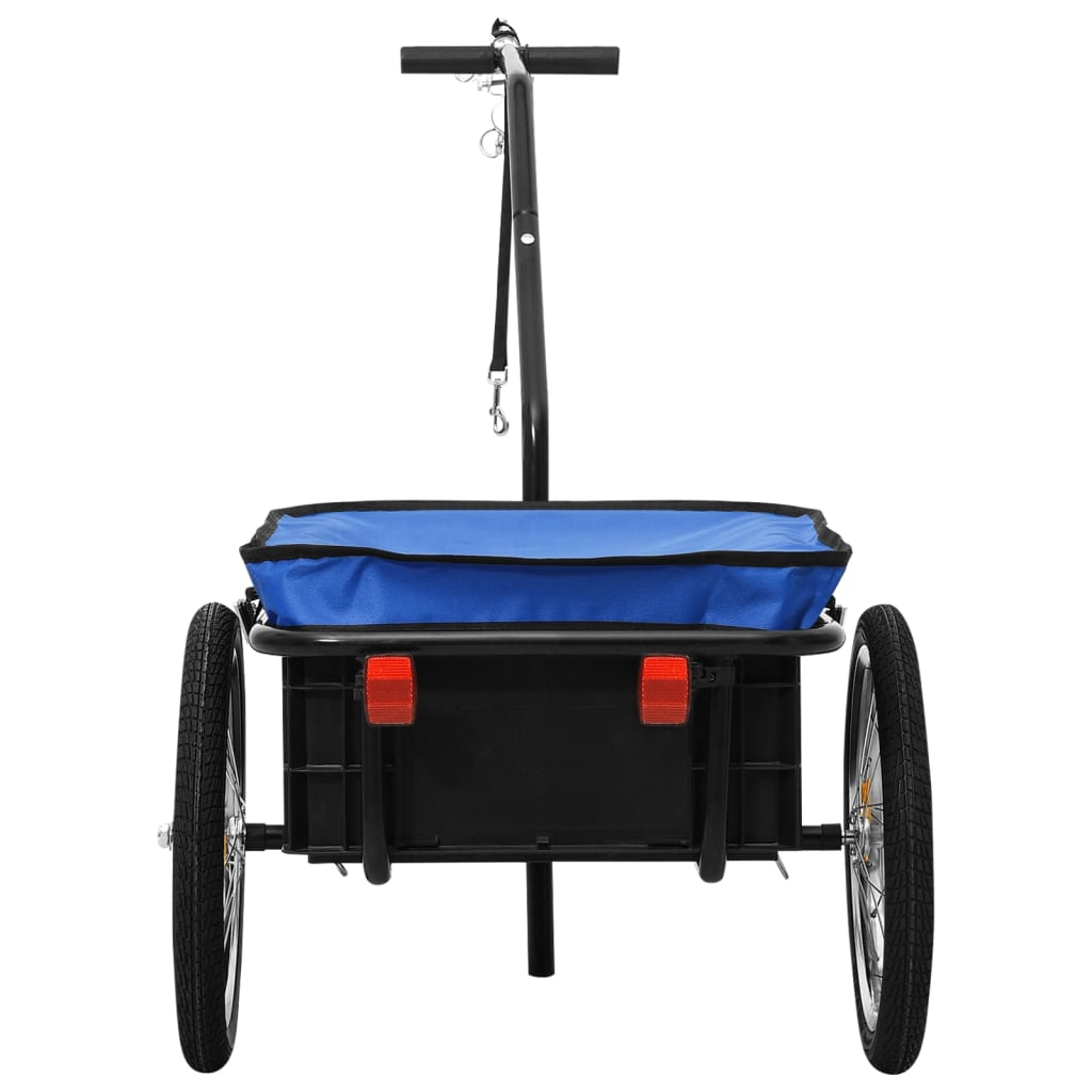 vidaXL Remorque de vélo pliable avec sac d'épicerie bleu et noir